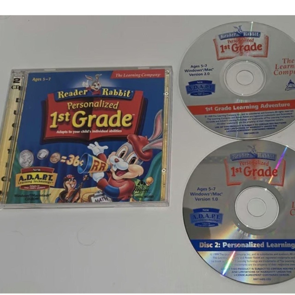 Reader Rabbit Personalized 1st Grade 2-CD Set Windows Mac Ages 5-7 Learning Co
